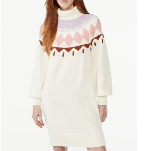 NWT Free Assembly Fair Isle Sweater Dress Women's L - Picture 1 of 8